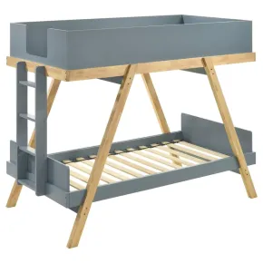 Coaster Fine Furniture 460572T Frankie - Wood Twin Over Twin Bunk Bed - Blue And Natural