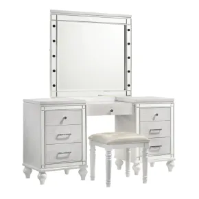 New Classic 02-9698W-VMS New Classic 02-9698W-VMS Valentino - Vanity Table & Mirror & Stool - White