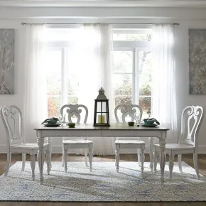 Liberty Furniture 244-DR-O5RLS Liberty Furniture 244-DR-O5RLS Magnolia Manor - 5 Piece Rectangular Table Set (Shaped Back Chairs) - Antique White