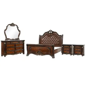 New Classic 00-2477-35N New Classic 00-2477-35N Bella Notte - Queen 5 Piece Bedroom Set (Padded Sleigh Bed, Dresser, Mirror, 2 Nightstands) - Cherry