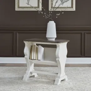 Liberty Furniture 455W-OT1022 Abbey Road - Library Chair Side Table - Porcelain White / Churchill Brown