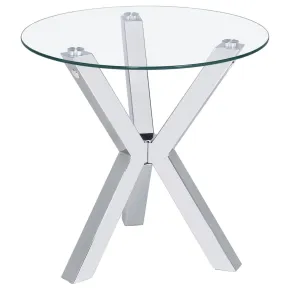 Coaster Fine Furniture 708127 Kenzie - Round Tempered Glass Top End Side Table - Chrome