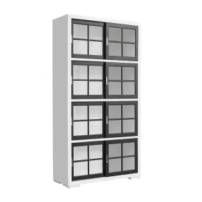 Pulaski Furniture P021773 Pulaski Accents - 4-Shelf Sliding Door Bookcase - White / Black