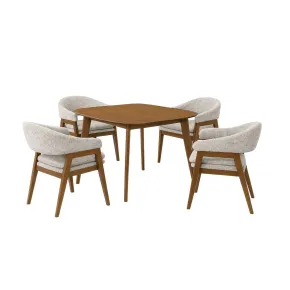 New Classic 40-D2749-S4AC Miller - 5 Piece Set (39" Square Dining Table With 4 Arm Chairs) - Walnut / Gray