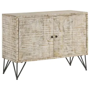 CoasterEssence 959652 Eileen - 2 Door Wood Storage Accent Cabinet - White Washed
