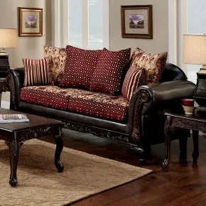 Furniture of America SM7507N-SF Ellis - Sofa - Burgundy / Brown / Dark Cherry