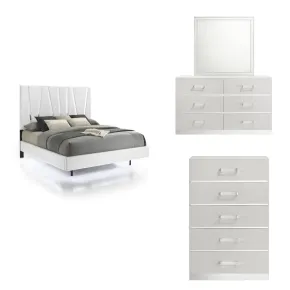New Classic 00-1840-34C New Classic 00-1840-34C Europa - 5/0 Queen 4 Piece Bedroom Set (Bed & Dresser & Mirror & Chest) - White