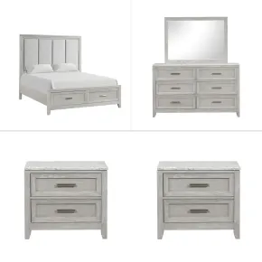 New Classic 00-2442-35N New Classic 00-2442-35N Fiona - 5/0 Queen 5 Piece Bedroom Set (Bed & Dresser & Mirror & 2 Nightstands) - Gray