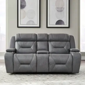 Liberty Furniture 7019BG-22P Chapman - Loveseat With Console P2 & ZG - Aline Blue Gray