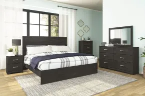 Ashley Furniture B2589/31/36/72/97/92(2) Ashley Furniture B2589/31/36/72/97/92(2) Belachime - 6 Pc. - Dresser, Mirror, King Panel Bed, 2 Nightstands - Black