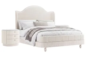 Pulaski Furniture BP448-170QN-KIT2 Pulaski Furniture BP448-170QN-KIT2 Vivienne - Queen Upholstered Panel Bed With 2 Nightstands - Whisper White