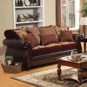 Furniture of America SM6107N-SF Franklin - Sofa - Burgundy / Espresso