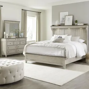 Liberty Furniture 457-BR-QMTDM Liberty Furniture 457-BR-QMTDM Ivy Hollow - 3 Piece Bedroom Set (Queen Mantle Bed, Dresser & Mirror) - Weathered Linen / Dusty Taupe