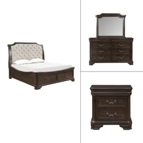 New Classic 00-493B-14N New Classic 00-493B-14N Lyndhurst - 6/6 Eastern King 4 Piece Bedroom Set (Bed, Dresser, Mirror, Nightstand) - Walnut