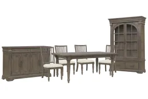 Pulaski Furniture P413240-KIT3 Pulaski Furniture P413240-KIT3 Madison Ridge - Extendable Leg Dining Table With 4 Side Chairs, Server And China Cabinet - Natural Bark