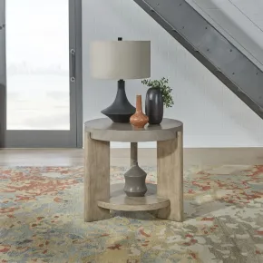 Liberty Furniture 674-OT1020 Liberty Furniture 674-OT1020 Affinity - Round End Table - Dusty Taupe / Concrete Tops