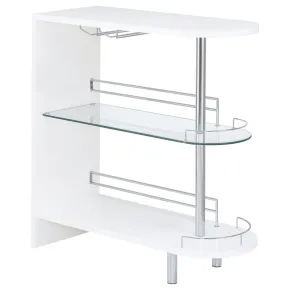 CoasterEssence 101064 Adolfo - Rectangular 2-Tier Home Bar Table - White High Gloss
