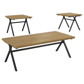 CoasterEssence 753424 Colmar - 3 Piece Engineered Wood Coffee Table Set - Golden Oak