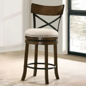 Furniture of America CM-BR1855A-24-2PK Clarence - Swivel Counter Stool (Set of 2) - Oak