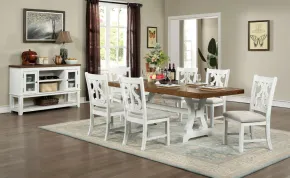Furniture of America CM3417T-TABLE Auletta - Dining Table - Distressed White / Distressed Dark Oak