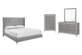 New Classic 00-3365G-14C New Classic 00-3365G-14C Huxley - 6/6 Eastern King 4 Piece Bedroom Set (Bed & Dresser & Mirror & Chest) - Gray