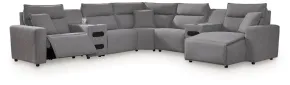Ashley Furniture 65906S7 Ashley Furniture 65906S7 Modmax II - 7-Piece Power Reclining Sectional With RAF Press Back Power Chaise And Audio Consoles - Salt And Pepper