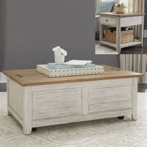 Liberty Furniture 652-OT-O3PCS Farmhouse Reimagined - 3 Piece Table Set - Antique White / Chestnut Tops