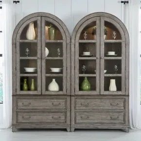 Liberty Furniture 237G-DR-BC River Place - Bunching Curio (Set of 2) - Riverstone Gray & Tobacco
