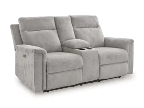 Ashley Furniture 3320196 Barnsana - Dbl Power Reclining Loveseat with Console - Ash