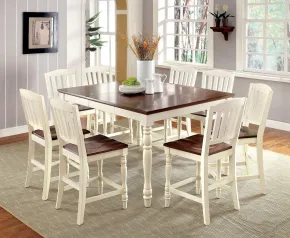 Furniture of America CM3216PT Harrisburg - Counter Height Table - Vintage White / Dark Oak