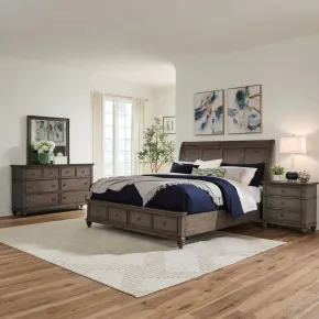 Liberty Furniture 104G-BR-KSBDMN Liberty Furniture 104G-BR-KSBDMN Twin Lakes - 4 Piece Bedroom Set (King Storage Bed, Dresser & Mirror, Night Stand) - Gray