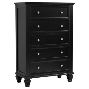 CoasterEssence 201325 Sandy Beach - 5-Drawer Bedroom Chest - Black