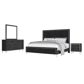 New Classic 00-B1891-14N Ava - 6/6 Eastern King 4 Piece Bedroom Set (Bed & Dresser & Mirror & Nightstand) - Black