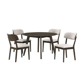 New Classic 40-1078-RD4C Rex - 48" Round Dining Table & 4 Open Back Chairs - Dark Brown
