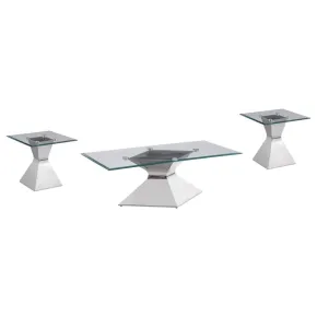 Coaster Fine Furniture 710208-S3 Jenny - 3 Piece Rectangular Coffee And End Table Set - Chrome