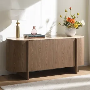 ACME AC05319 Markku - Console Table With Natural Marble - Oak