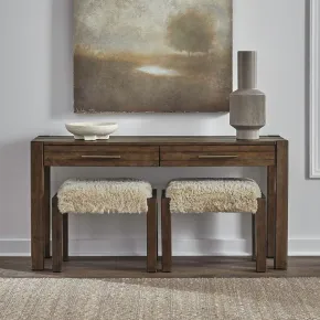 Liberty Furniture 449-OT-A3PCS Broadmore - 3 Piece Table Set (1 Console Table 2 Console Stools) - Cobblestone Brown