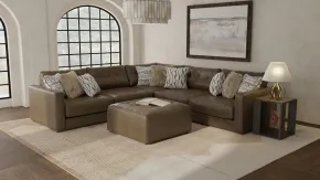 Jackson Furniture Industries 3215/36/31/37/12/59-09 Siena - 5 Piece Modular Sectional With Cuddler Seat Cushions And Included Accent Pillows And Cocktail Ottoman - Chocolate