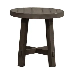 Liberty Furniture 406-OT1024 Modern Farmhouse - Splay Leg Round End Table - Dusty Charcoal