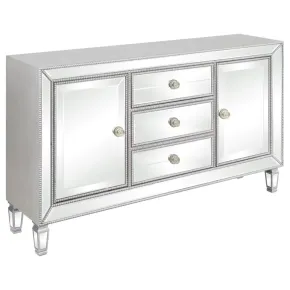 CoasterEssence 950825 Leticia - 3-Drawer Mirrored Storage Accent Cabinet - Silver