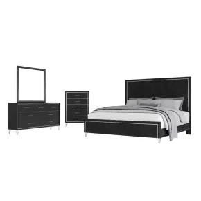 New Classic 00-B1891-14C New Classic 00-B1891-14C Ava - 6/6 King 4 Piece Bedroom Set (Bed, Dresser, Mirror, Chest) - Black