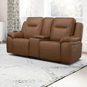 Liberty Furniture 7018BU-23P Callihan - Loveseat With Console P3 & ZW - York Butternut
