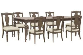 Pulaski Furniture P412240-KIT17 Pulaski Furniture P412240-KIT17 Saddle Creek - Extendable Leg Dining Table With 8 Wood Back Side Chairs - Timber Brown