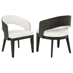 Coaster Fine Furniture 115393 Leandro - Upholstered Dining Arm Chair (Set of 2) - Burnished Black / Cream