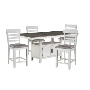 New Classic 40-7522-C4C Richland - Counter Table With 4 Chairs - White