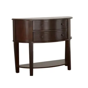 CoasterEssence 950156 Diane - 2-Drawer Demilune Entryway Console Table - Cappuccino