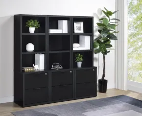 Coaster Fine Furniture 802703-S3 Westpark - 3 Piece Wall Unit Bookcase Set With USB - Black