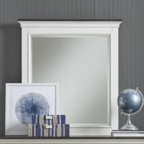 Liberty Furniture 417-BR50 Allyson Park - Two Tone Crown Mirror - Wirebrushed White / Charcoal