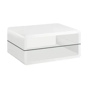 CoasterEssence 703268 Elana - 1-Shelf Rectangular Coffee Table - White High Gloss
