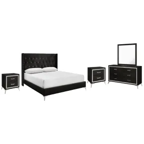 New Classic 00-3365-15N New Classic 00-3365-15N Huxley - 6/6 Eastern King 5 Piece Bedroom Set (Bed, Dresser, Mirror, 2 Nightstands) - Black